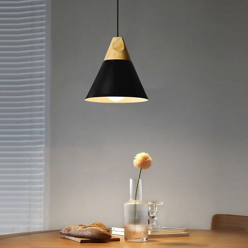 Morandi Multi-Shaped Wood And Metal Pendant Light, 6 Colors - Lumpaz