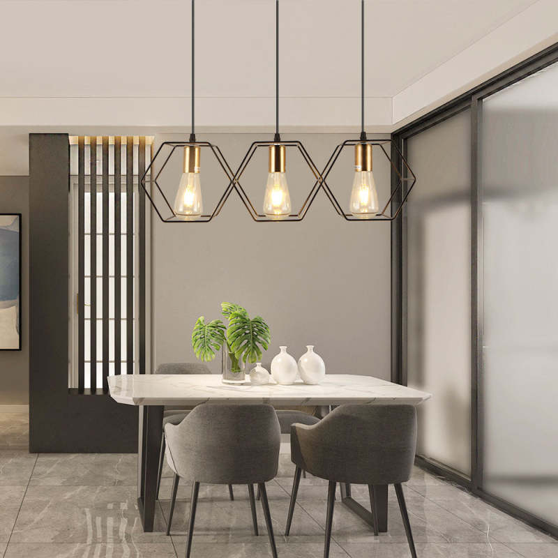 Bouvet Rustic Farmhouse 3/5 Light Pendant, Black - Lumpaz