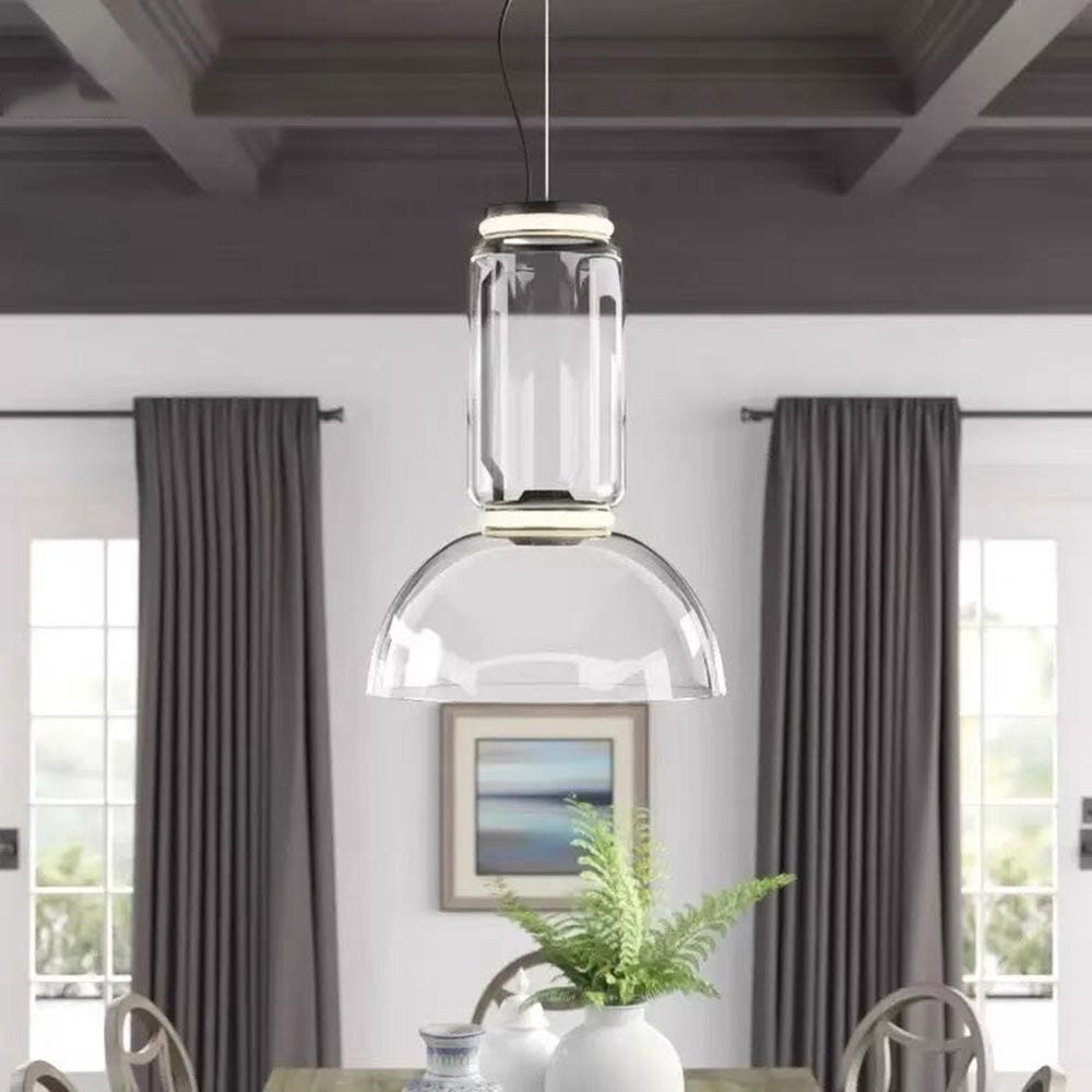 Hailie Minimalist Combination Glass Pendant Light, Clear - Lumpaz