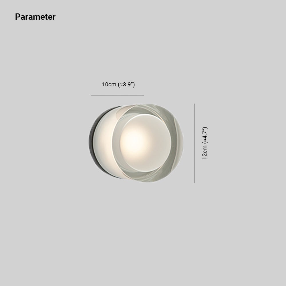 Valentina Modern Mini Drum Metal/Acrylic Outdoor Wall Lamp, Transparent - Lumpaz