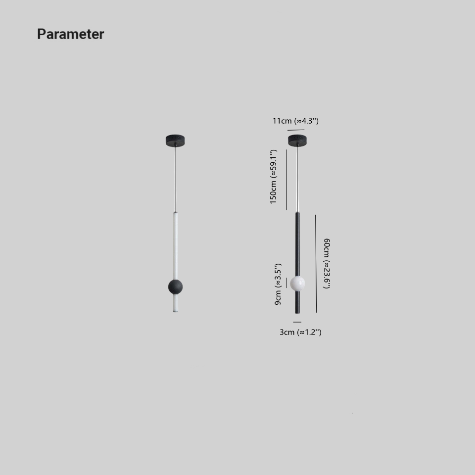 Carr Minimalist Linear Globe Glass Pendant Light, Bedroom - Lumpaz