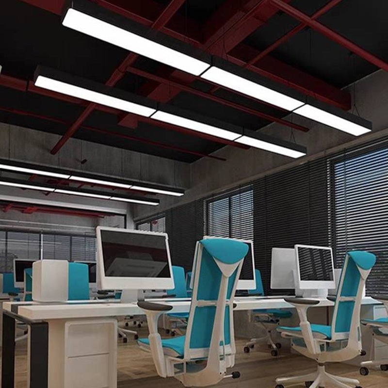 Edge Minimalist Rectangular LED Black Pendant Light Acrylic Office - Lumpaz