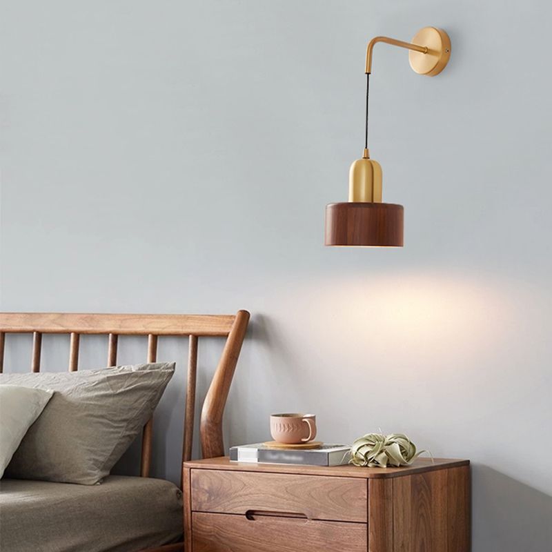 Ozawa Vintage Wooden Cylinder Wall Lamp - Lumpaz