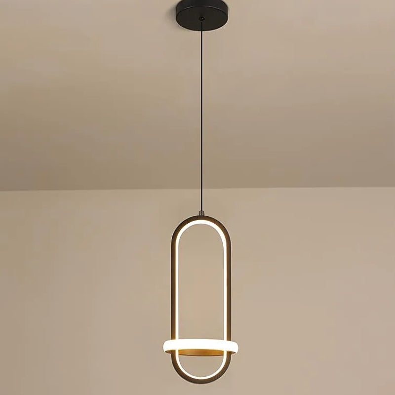 Nyla Modern Minimalist LED Ring Pendant Light, Black/Gold - Lumpaz