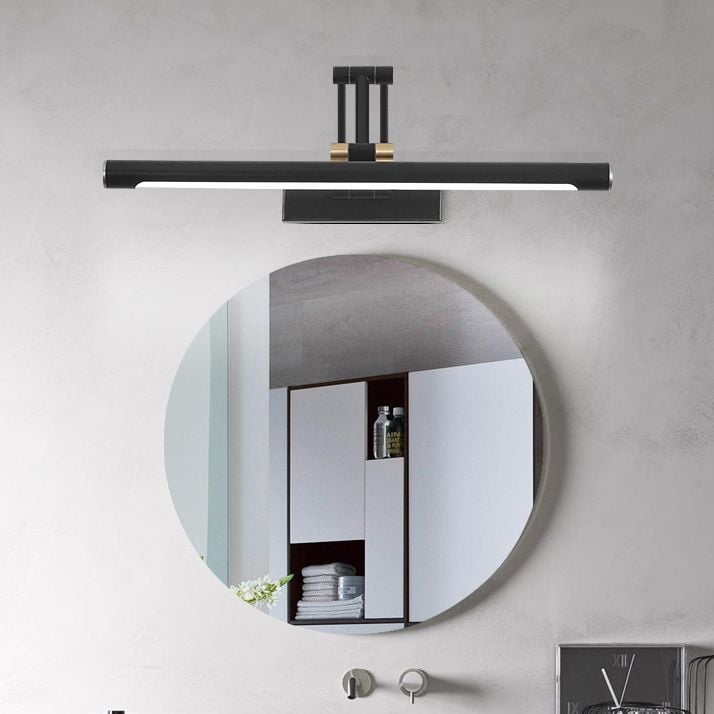 Edge Modern Adjustable Mirror Front Vanity Metal LED Wall Lamp, Black/White - Lumpaz