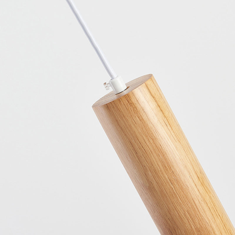 Ozawa Cylindrical Wood Pendant Light for Bedroom Kitchen Island - Lumpaz