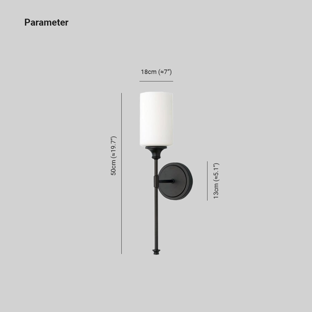 Eryn Nordic Vanity Metal Glass Minimalism Wall Lamp, Black/Silver - Lumpaz