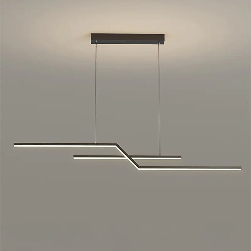 Parallel Fold Linear Pendant Light, Black/Gold, Living Room - Lumpaz