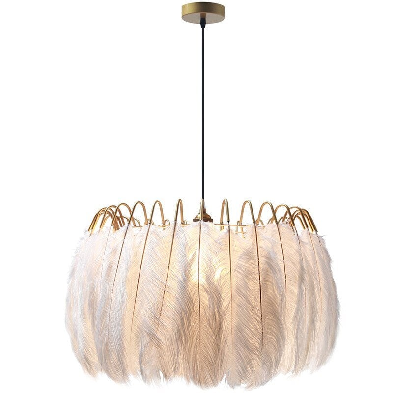 O'Moore Elegant Feather Pendant Light, Black/White, Bedroom/Living Room - Lumpaz