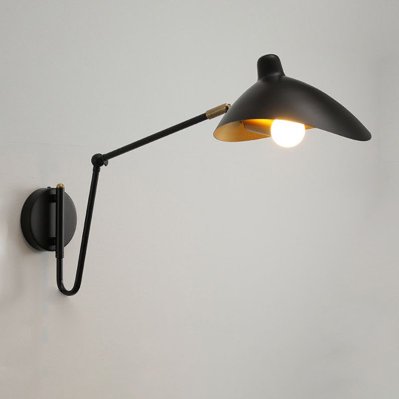 Brady Industrial Swing Arm Vanity Wall Lamp, Black/Gold - Lumpaz