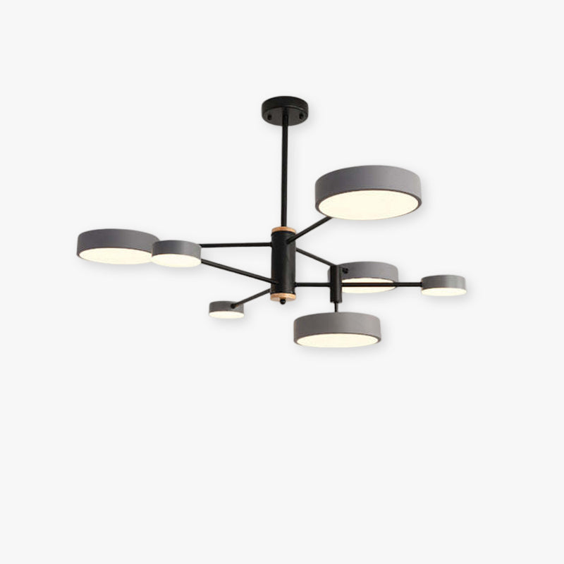 Sienna Pendant Light LED, Metal & Wood, Gray/White/Gold - Lumpaz