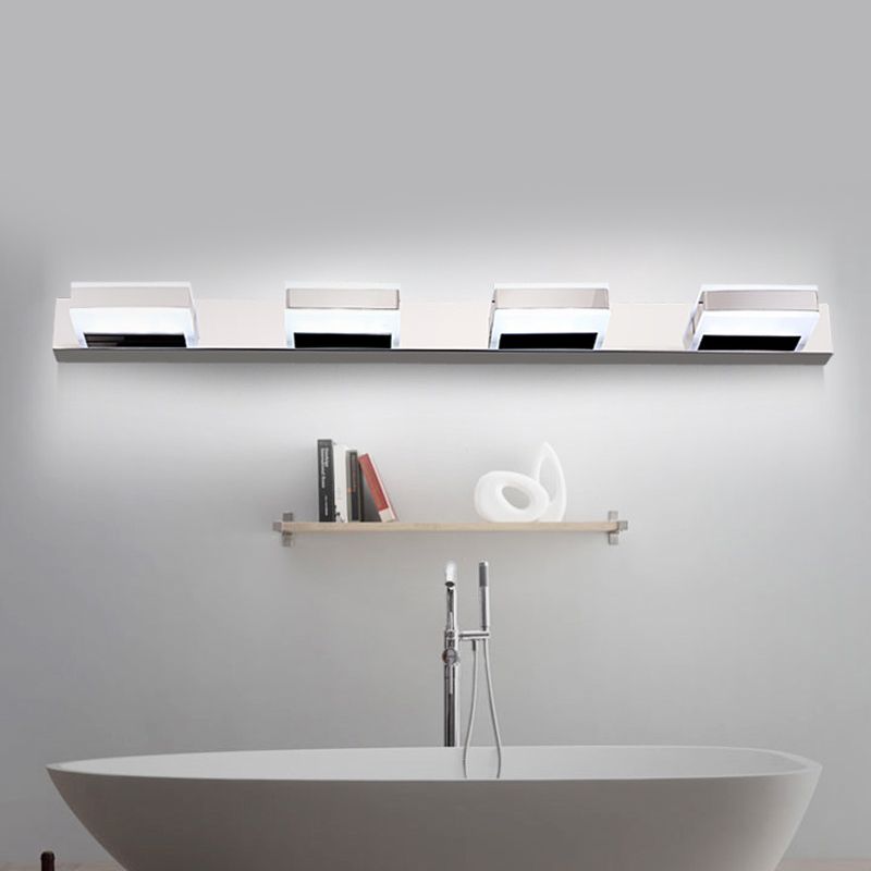 Leigh Modern Square  Acrylic Mirror Front Vanity Wall Lamp , Chrome - Lumpaz