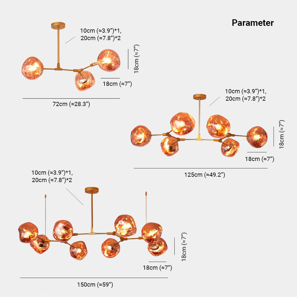 Mirza Modern Globe Lava 3 Pendant Light Fixture 3/6/8 Head - Lumpaz