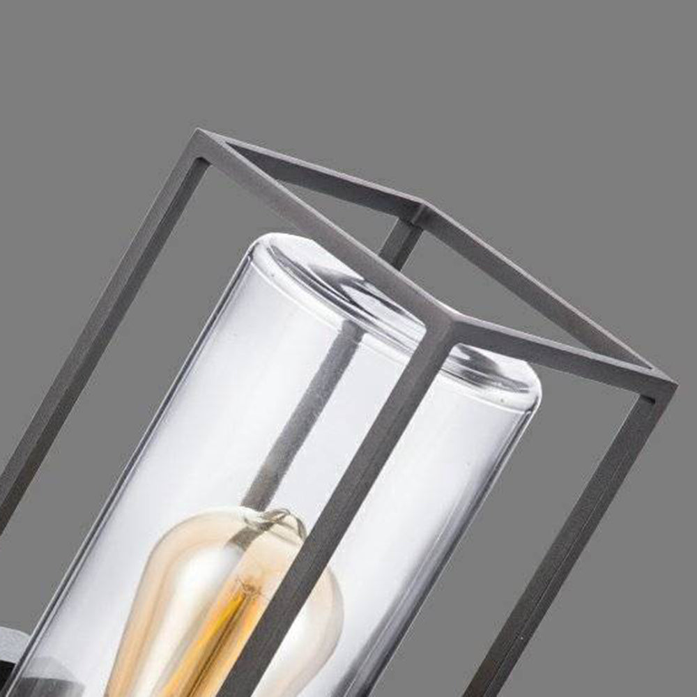 Alessio Modern Rectangular Metal Outdoor Wall Lamp, Black - Lumpaz