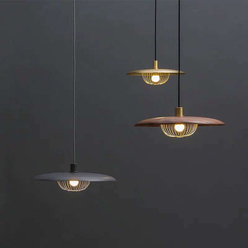 Cairns Modern Nordic Sutle Metal Pendant Light, Gold/Brown/Gray/Brown/Wood - Lumpaz