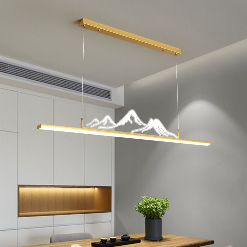 Designer Mountain Shape LED Pendant Light, Black/Gold - Lumpaz