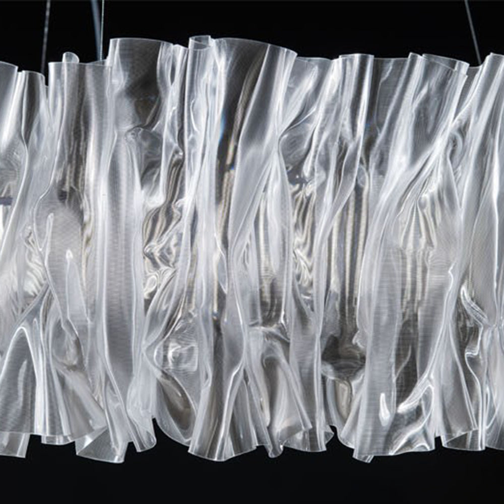 Kristy Modern Luxury Pleated Pendant Light, Circle, Acrylic/Stainless Steel - Lumpaz