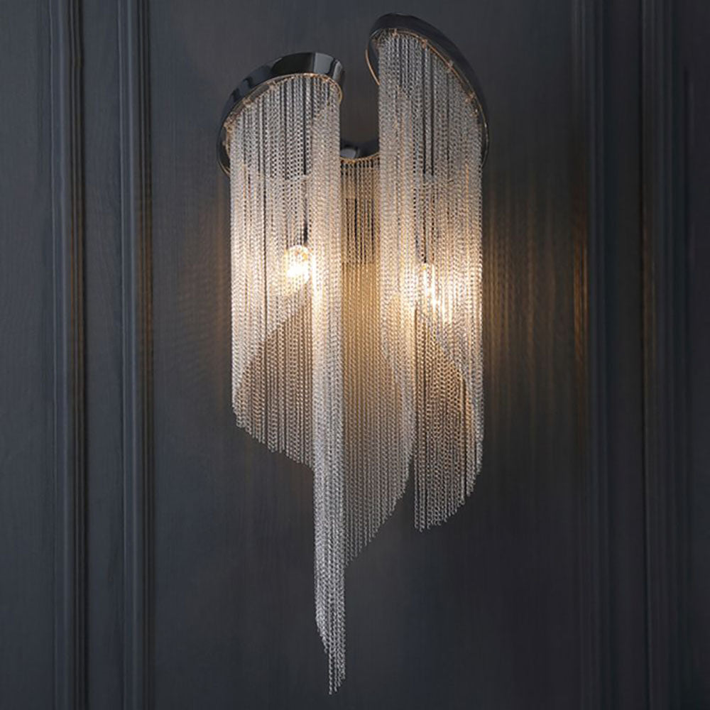 Colon Wall Lamp Modern/Art Deco, Tassel Chain, Silver, Bedroom - Lumpaz