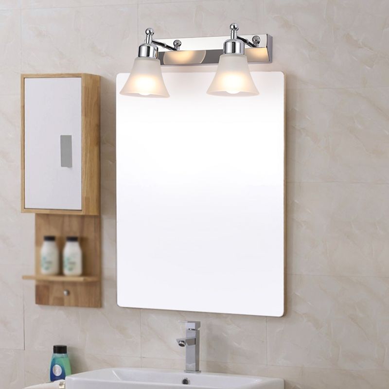 Leigh Nordic Flower Shaped Steel&Glass Bedroom Wall Lamps, Sliver - Lumpaz