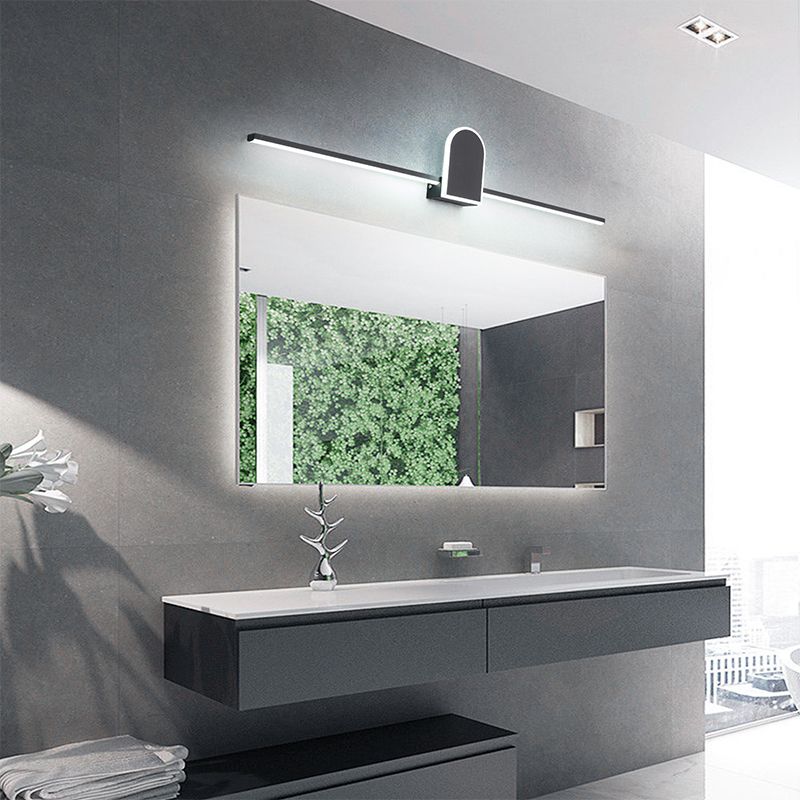 Edge Modern Linear Geometric Vanity Wall Light, Black/White - Lumpaz