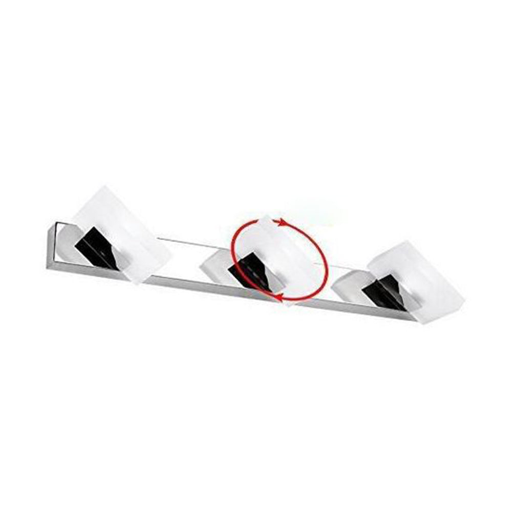 Leigh Modern Square Mirror Front Vanity White Metal Wall Lamp - Lumpaz