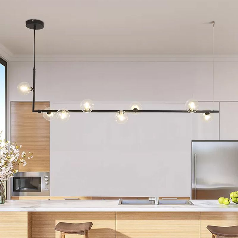 Valentina Minimalist Linear Pendant Light, Black & Gold, 6/8 Heads - Lumpaz
