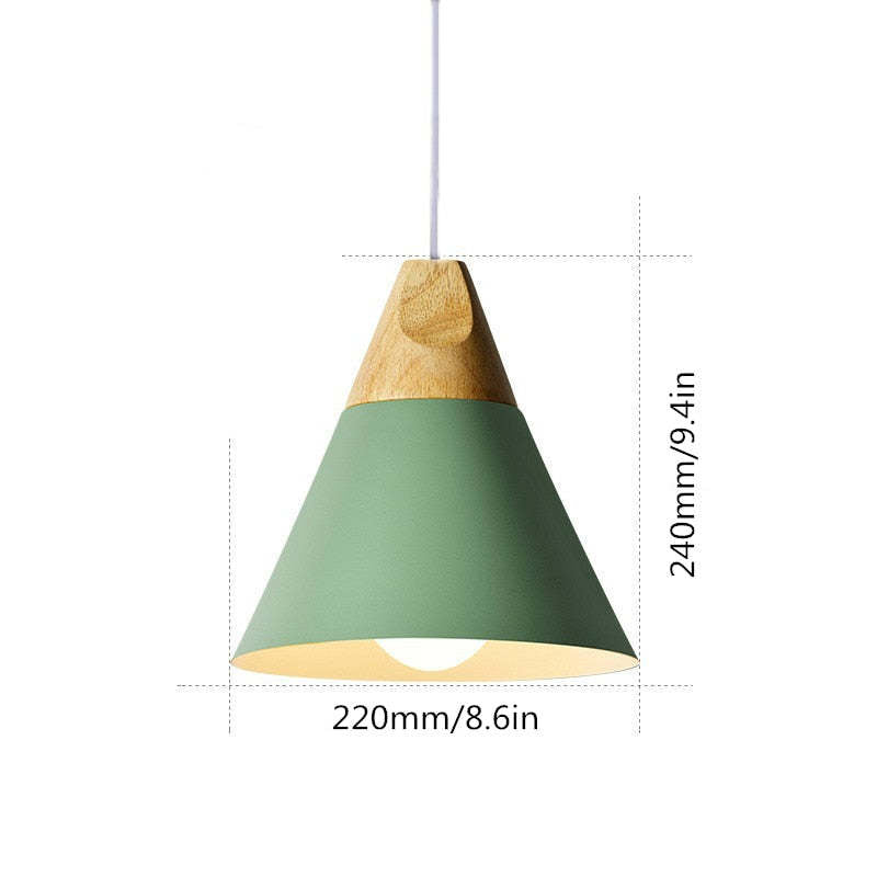 Morandi Multi-Shaped Wood And Metal Pendant Light, 6 Colors - Lumpaz