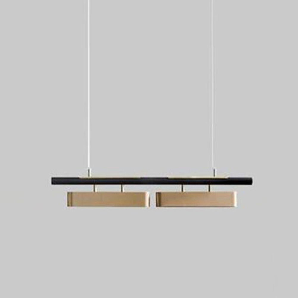 Edge Pendant Light Rectangular Modern, Metal, Black/Brass, Office - Lumpaz