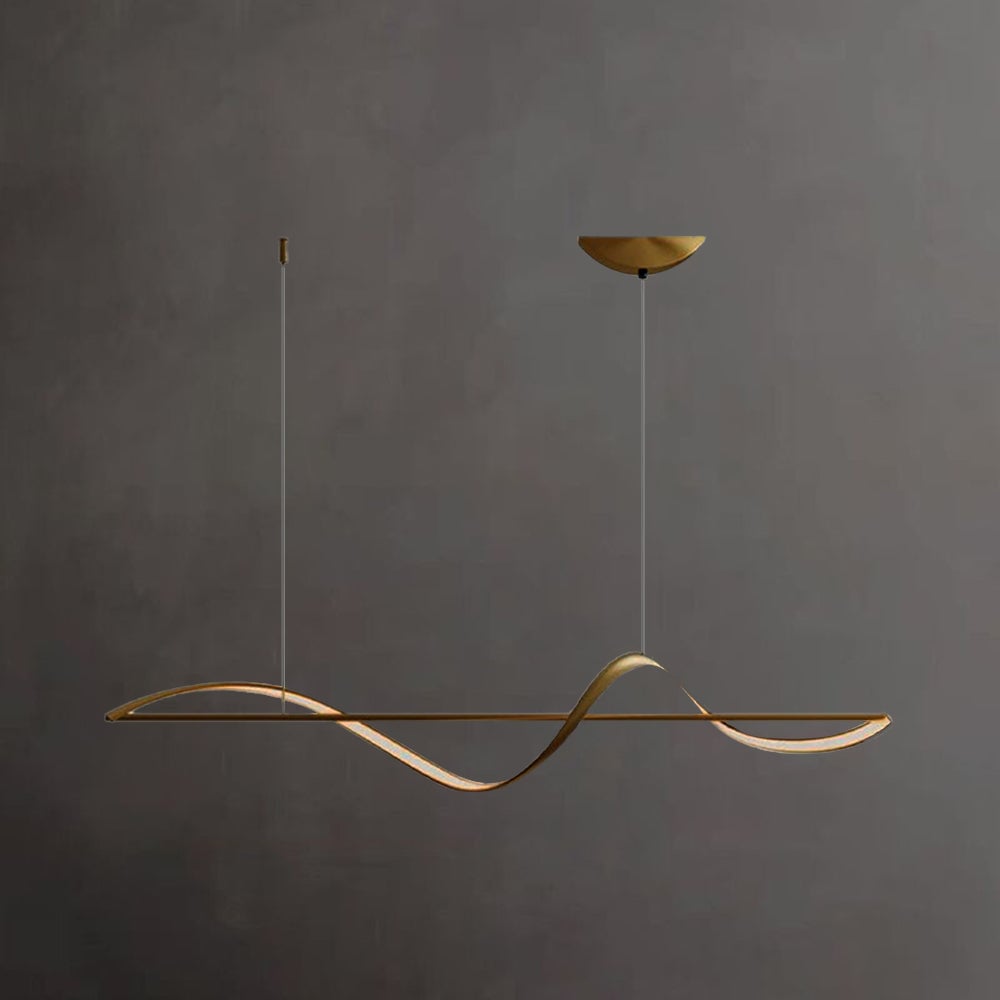 Pendant Light Wave Minimalist Designer Metal Brass/Black Art Gallery - Lumpaz