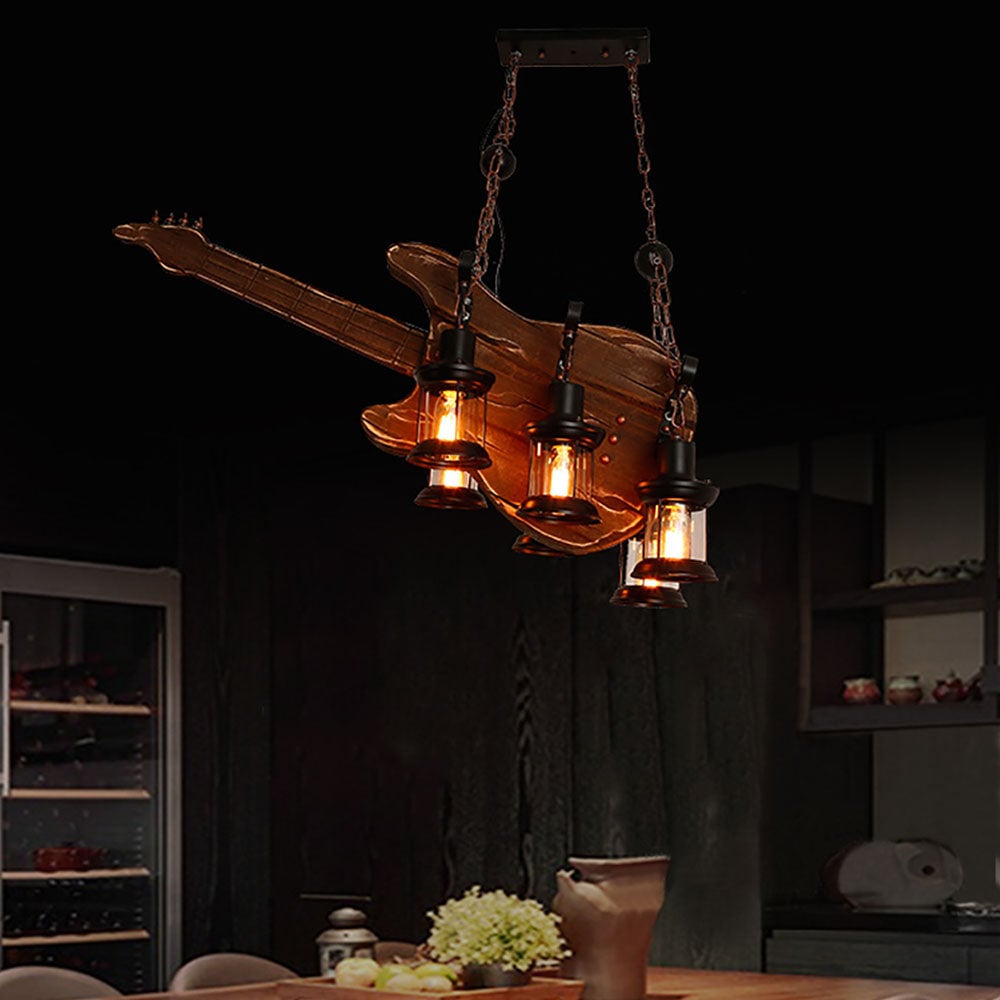 Austin Farmhouse Guitar Pendant Light, Metal/Wood, Walnut - Lumpaz