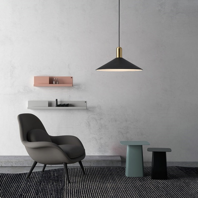 Carins Vintage Pendant Light,  Black & White & Gold - Lumpaz