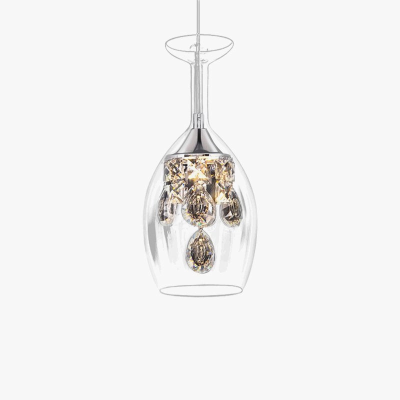 Kristy Modern Wine Glass/Crystal Pendant Light, Clear - Lumpaz