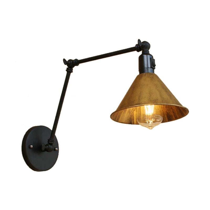 Brady Vintage Gold Adjustable Wall Lamp, Metal, Living Room - Lumpaz