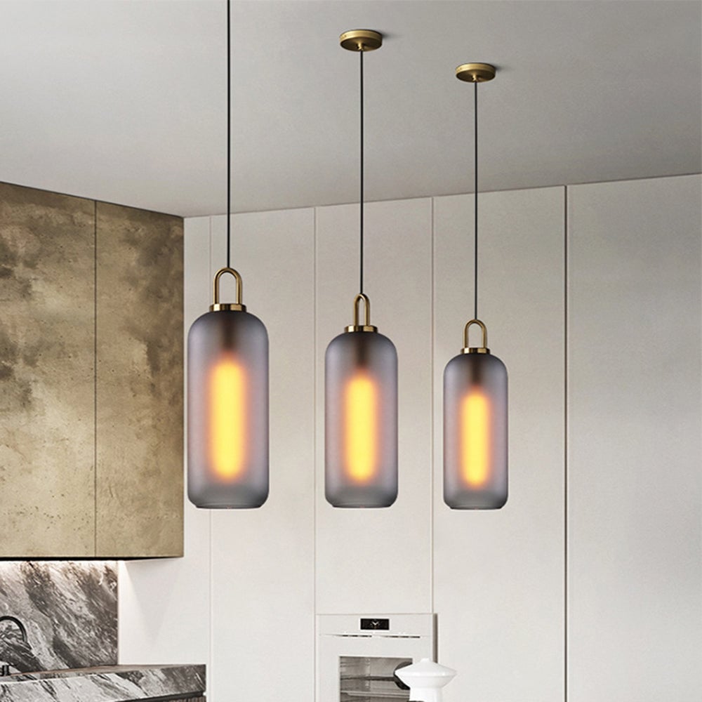 Hailie Clear& Glass Cylinder Pendant Light, 2 Color - Lumpaz