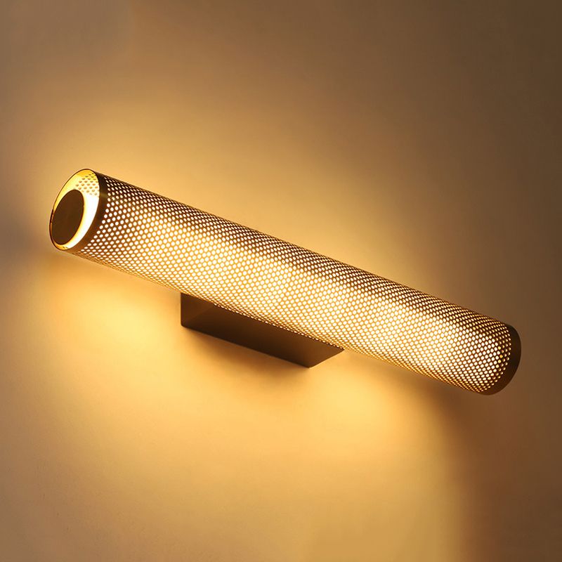 Zaid Modern Geometric Column Metal Vanity Wall Lamp, Brass - Lumpaz