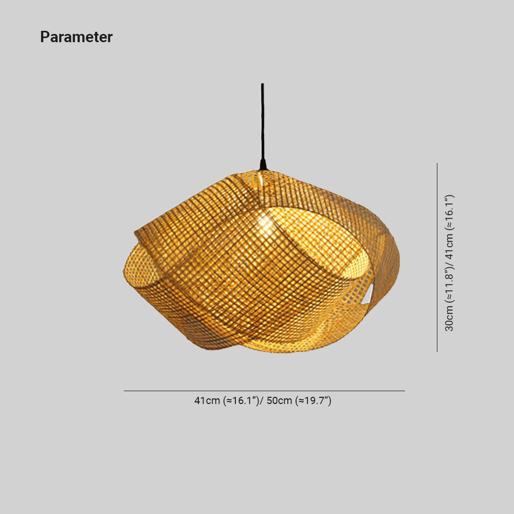 Ritta Modern Twist Rattan Pendant Light Wood Living Room - Lumpaz