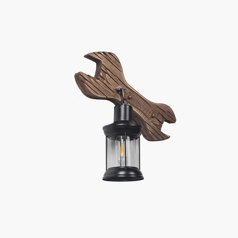 Austin Lantern & Spanners Wall Lamp, Wood/Metal, Bedroom - Lumpaz
