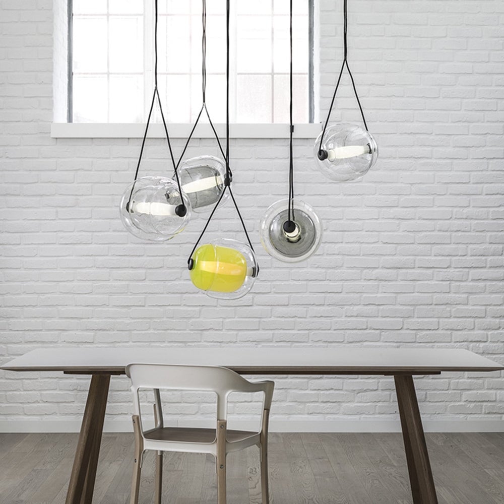 Hailie Modern Bubble Glass Pendant Light, Blue/Yellow/Pink/Smoky Gray/White/Clear - Lumpaz