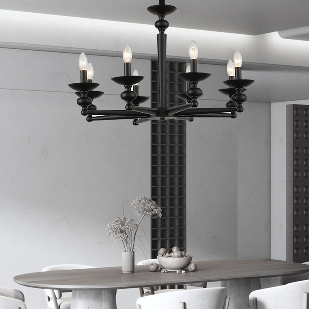 Alessio Retro Candle Wall Lamp/Black Chandelier for Living Room, Dining Room - Lumpaz