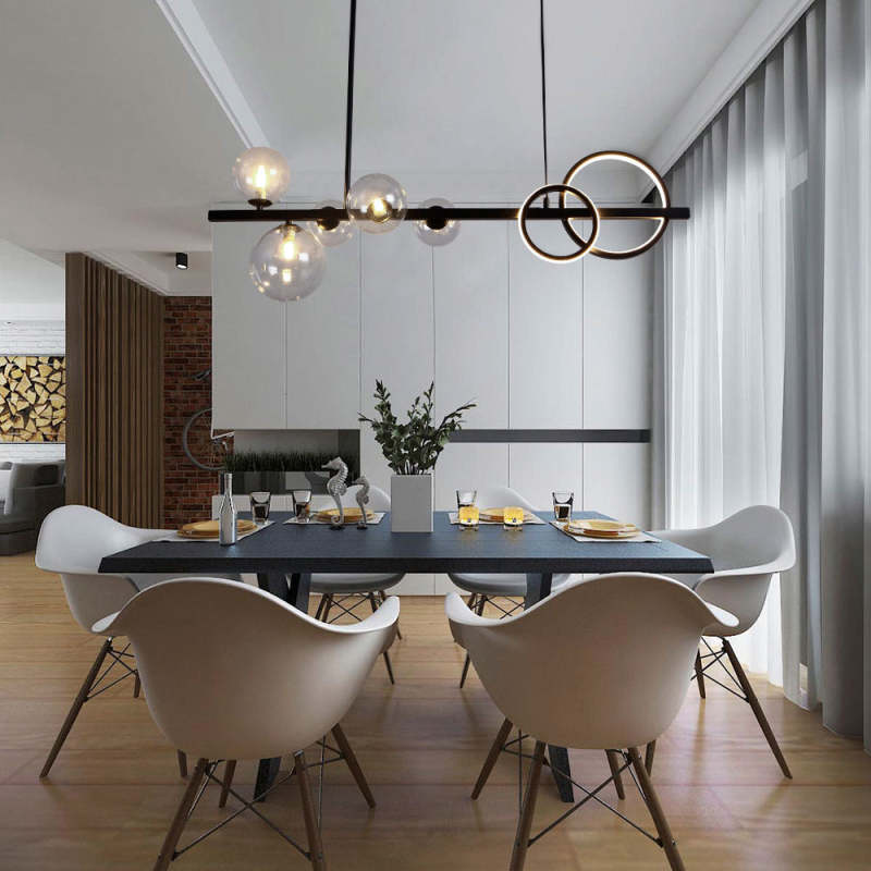 Valentina Pendant Light Bubble Circle Modern, Metal, Black/Gold, Bedroom - Lumpaz