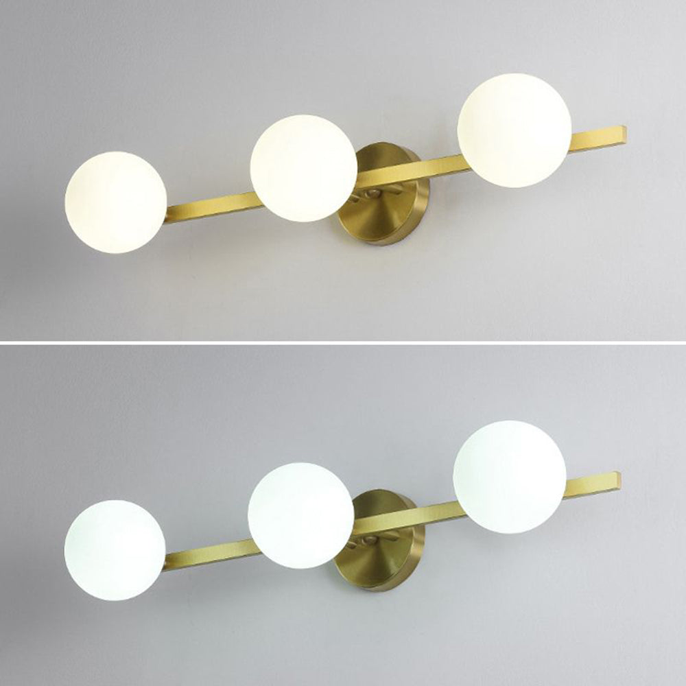 Valentina Retro Globe Linear Metal/Glass Wall Lamp, Gold, Bathroom - Lumpaz