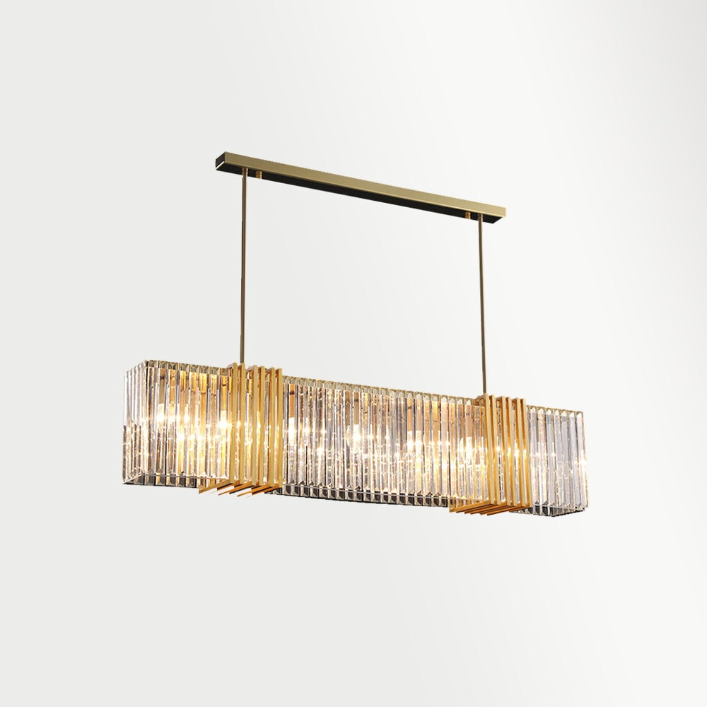 Kajetan Metal Chandelier Pendant Light, Luxury Rectangular Gold Living Room - Lumpaz