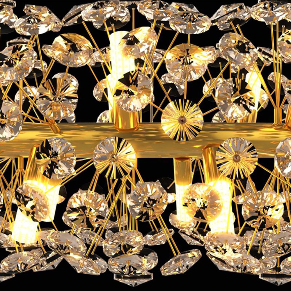 Lili Luxury Lineal/Flower Chandelier, Gold, Metal/Crystal - Lumpaz