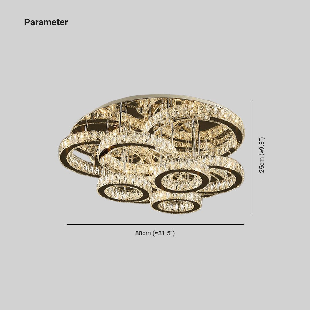 Kristy Modern Multi Ring Metal And Crystal Pendant Light - Lumpaz