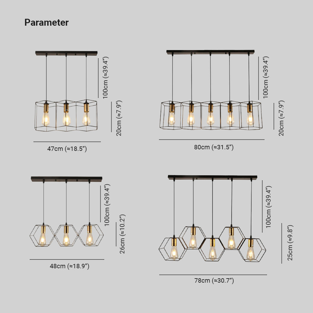 Bouvet Rustic Farmhouse 3/5 Light Pendant, Black - Lumpaz