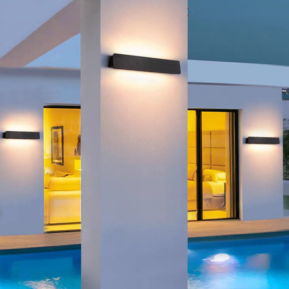 Orr Industrial Linear Metal Outdoor Wall Lamp, Black/White - Lumpaz