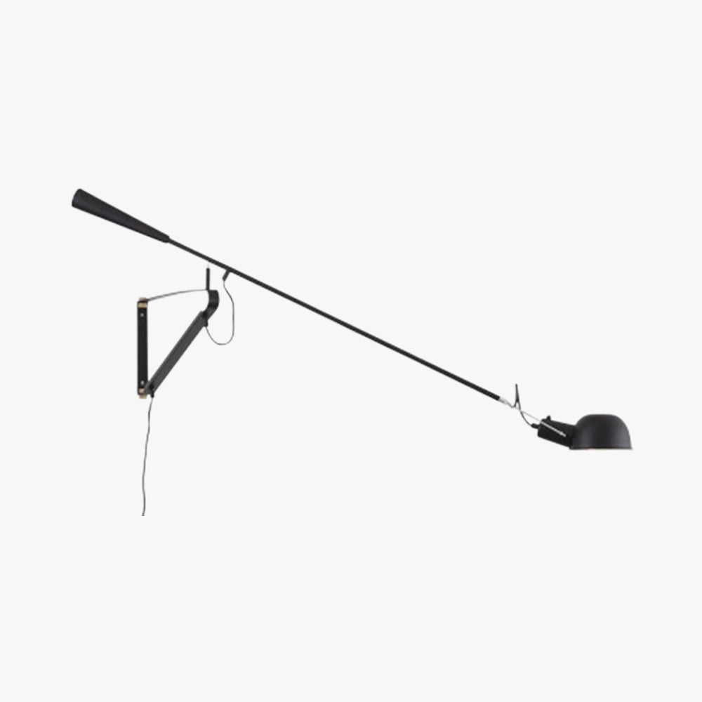 Brady Long Swing Adjustable Arm Wall Lamp Metal Black/White Bedroom - Lumpaz