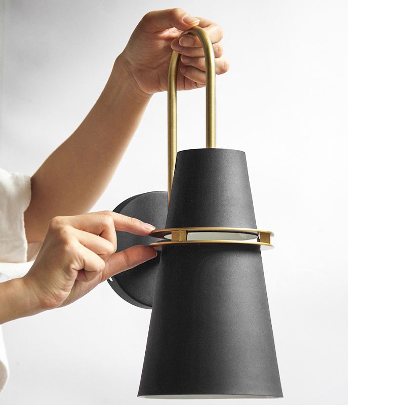 Morandi Modern Cone Metal Wall Lamp, Black/White/Blue - Lumpaz