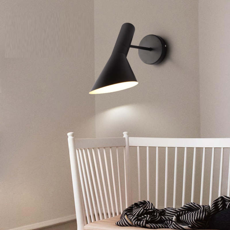 Brady Modern Cone Metal Wall Lamp, Black/White - Lumpaz
