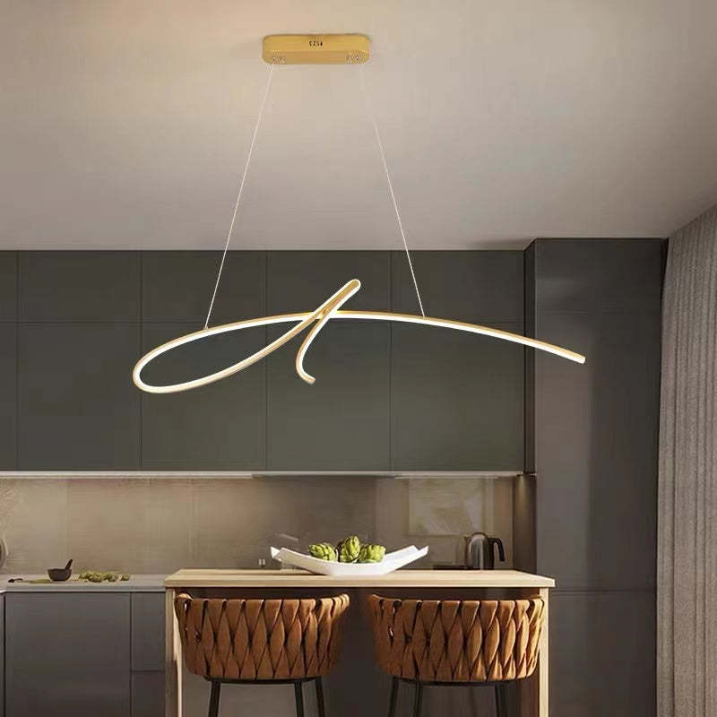 Pendant Light Irregular-curved Modern, Metal, Black/Gold, Restaurant - Lumpaz